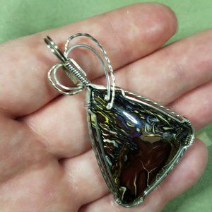 Silver Wire wrapped Australian Boulder Opal